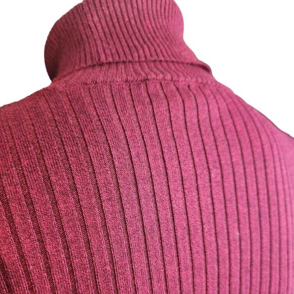 Express Sweater Fitted Turtleneck Ribbed Burgundy Womens Size XS - Picture 7 of 12